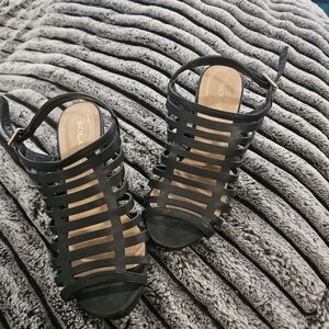 Solas Black Strappy Heels